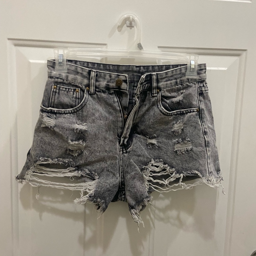 Black light washed Jean shorts.